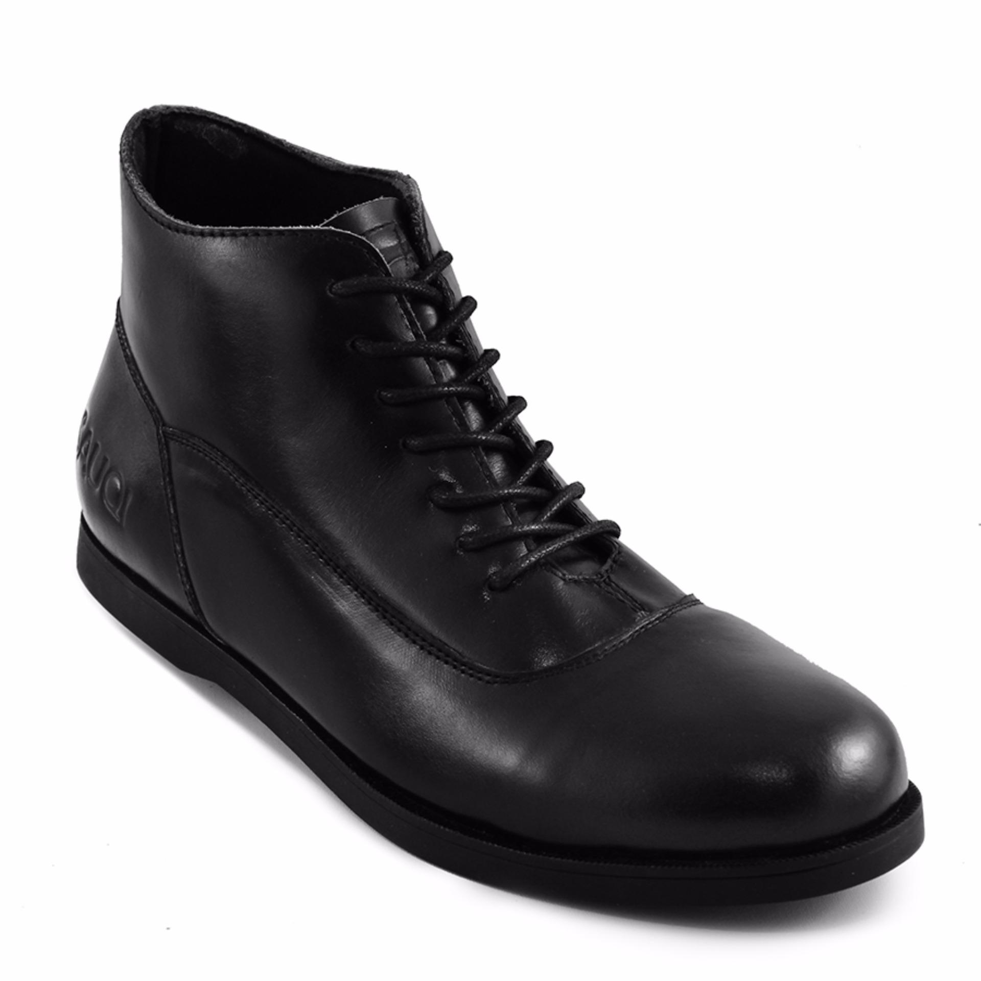 Sauqi Footwear Spectre Sepatu Kulit Asli Boots Pria Casual Formal Kantor - Black