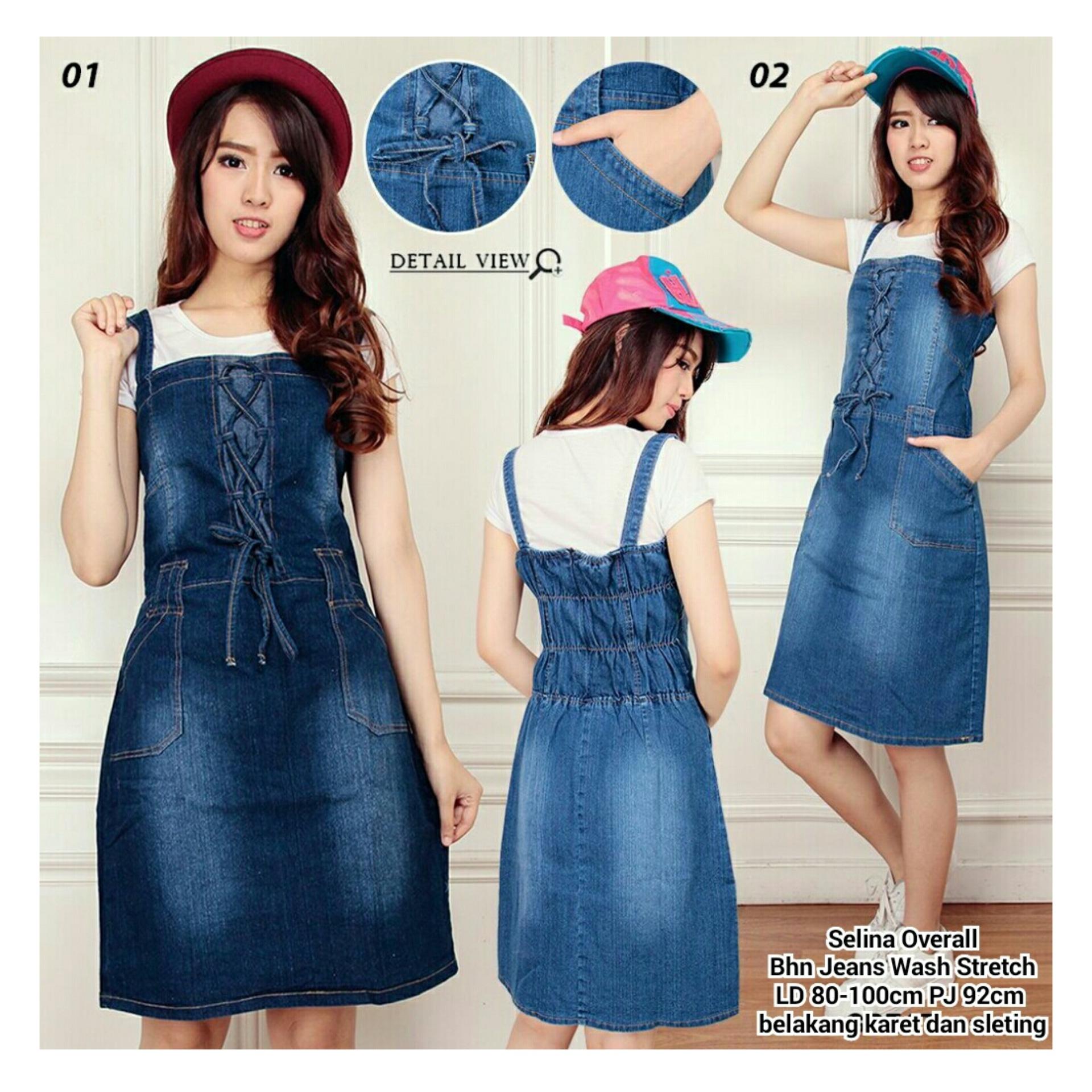 SB Collection Dress Selina Jeans Overall-Biru Muda