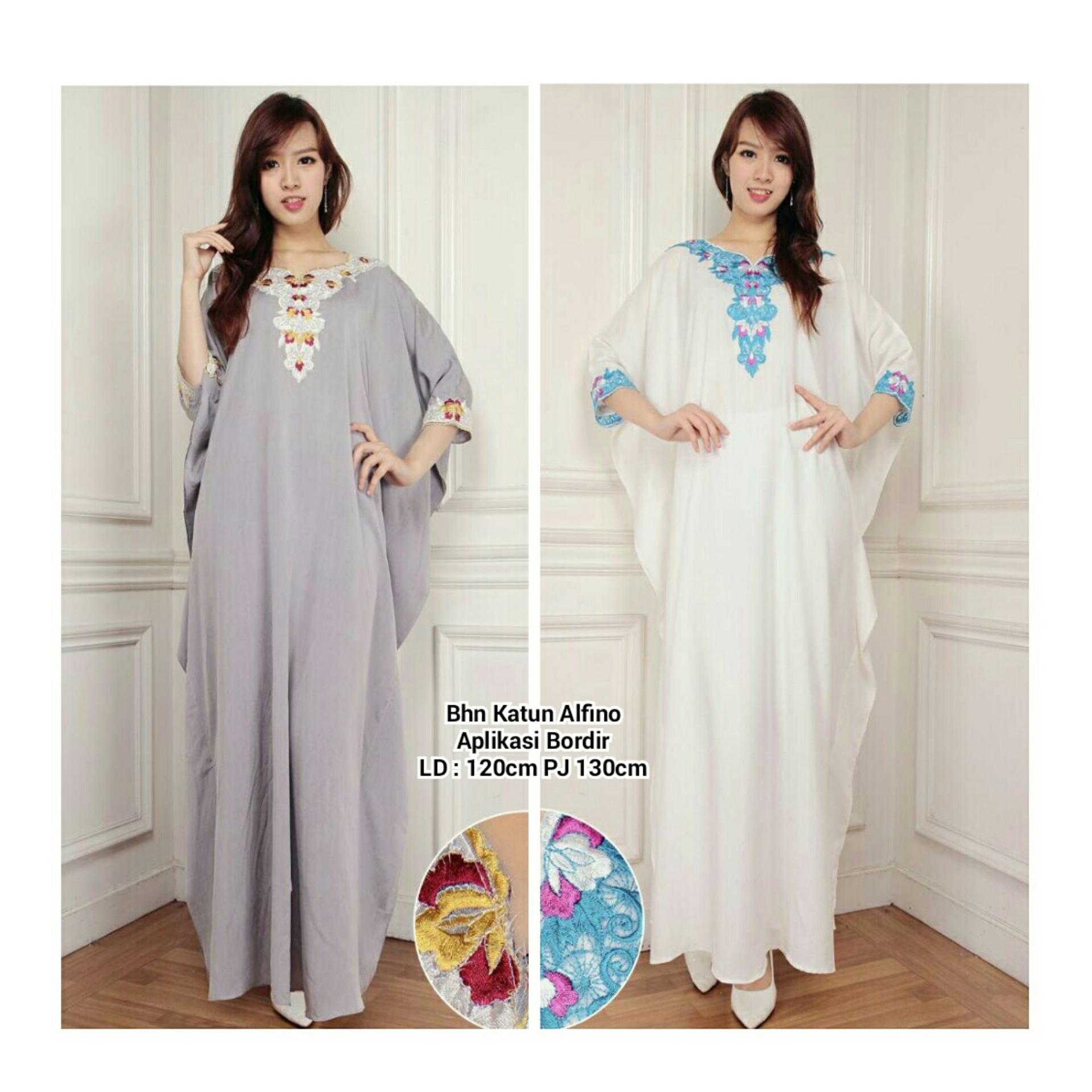 50 Daftar Harga Kaftan Putih Terbaru November 2018 Di Bawah 300 SB Collection kaftan Greywhite Gamis Bordir Maxi Dress Jumbo Putih