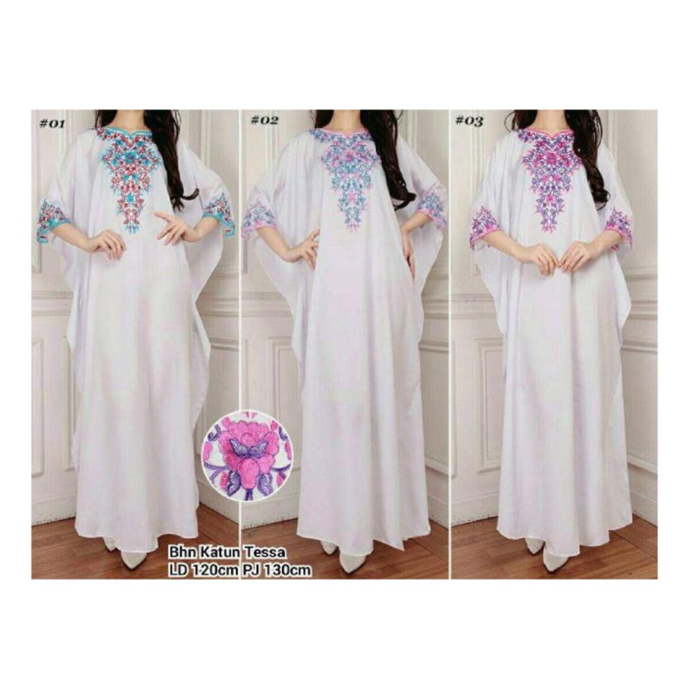 50 Daftar Harga Kaftan Putih Terbaru November 2018 Di Bawah 300 SB Collection Kaftan Queenta Maxi Dress Bordir Gamis Jumbo 01 Putih