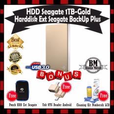 Seagate Backup Plus Slim 1TB - HDD - HD - Hardisk External 2.5 - Gold GRATIS Pouch Hdd + Usb OTG Reader Mini & Cleaning Kit Pembersih LCD Pc Laptop