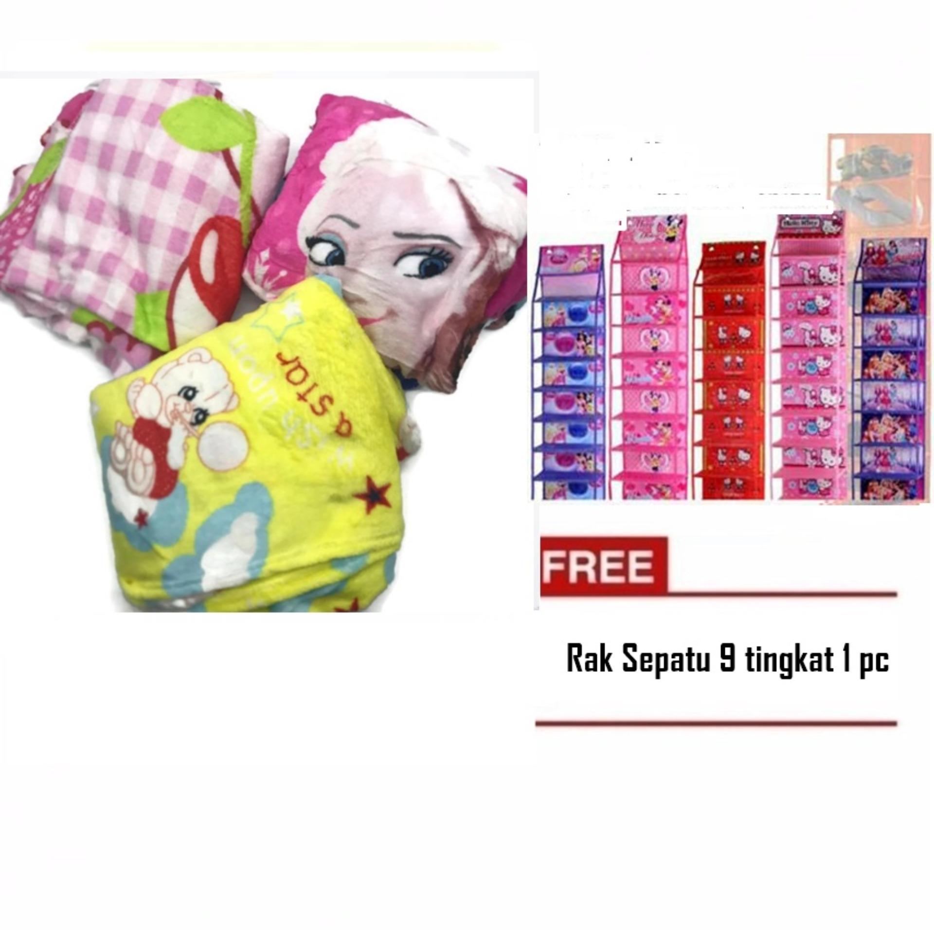 Selimut karakter Perempuan Random FREE Rak Sepatu 9 tingkat 1 pc