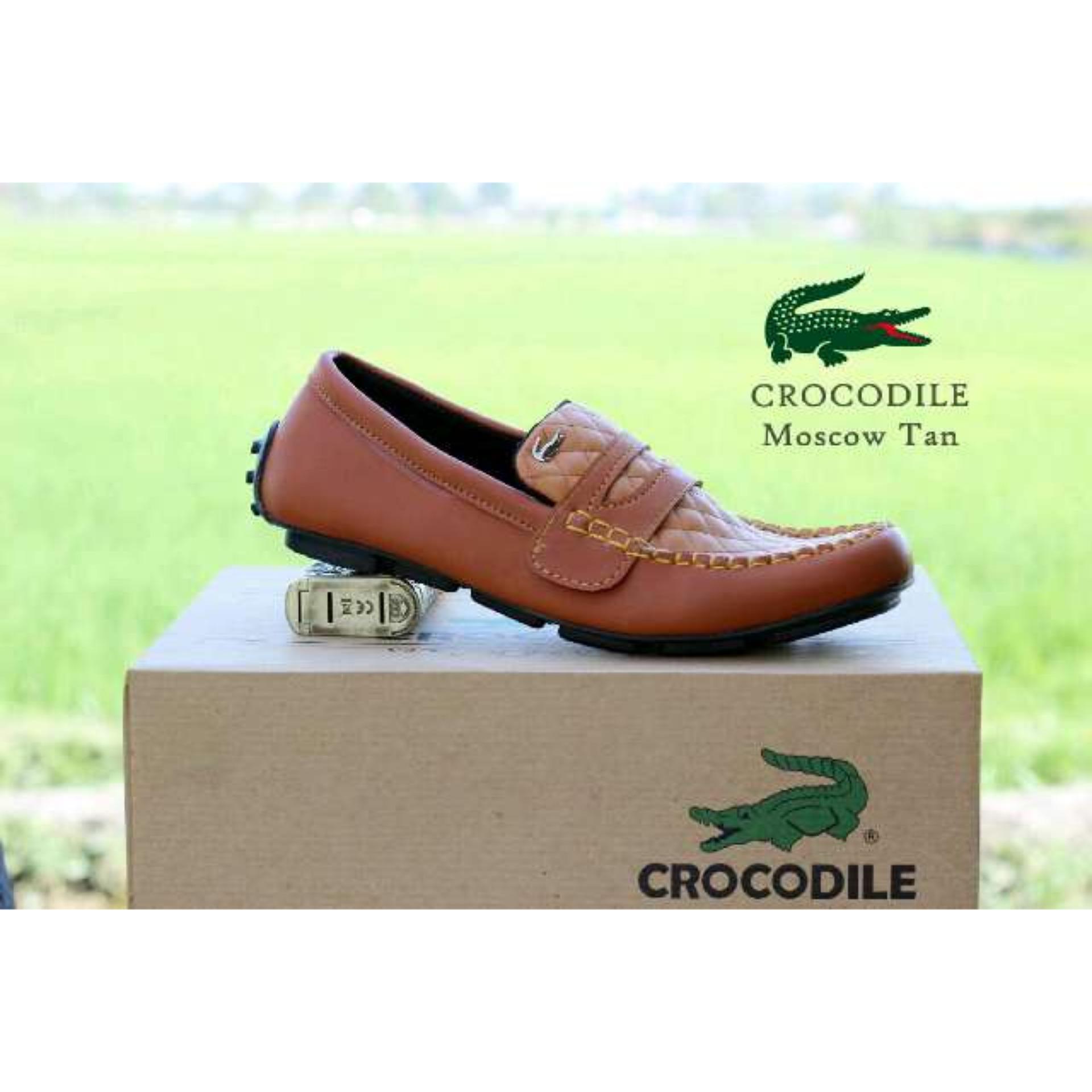 Sepatu Casual Pria Slip On Pria Crocodile Moscow Kulit Asli - Free Kaos Kaki