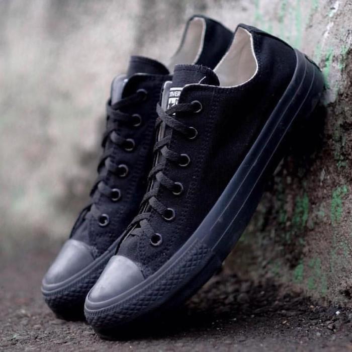 Sepatu Converse All Star Full Black Hitam Plus Box - Ue7wpg