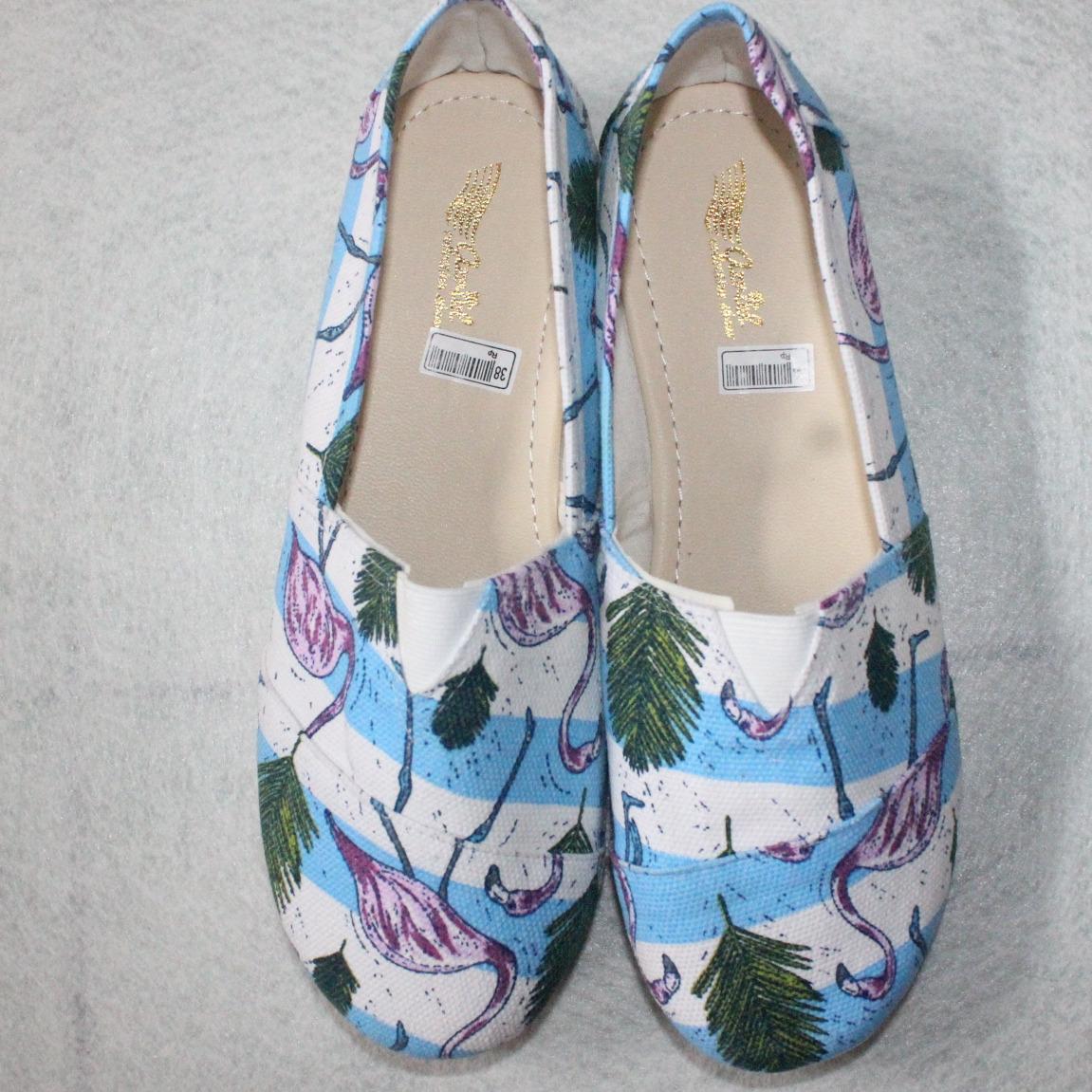 Sepatu flat shoes/slip on wakai/toms motif angsa