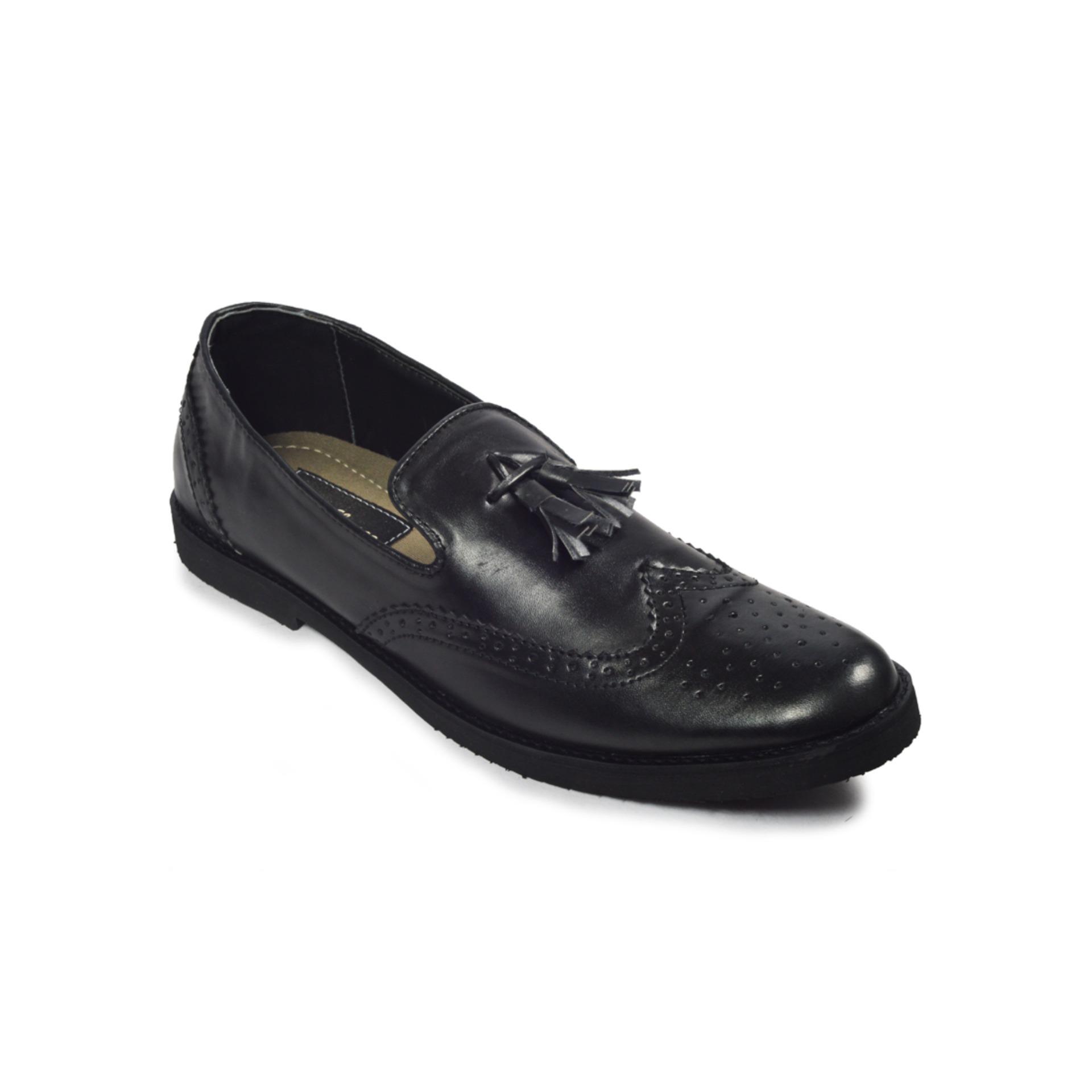 Sepatu Kerja Formal/Pantofel Kulit Pria Branded Giant Flames Tomio Black