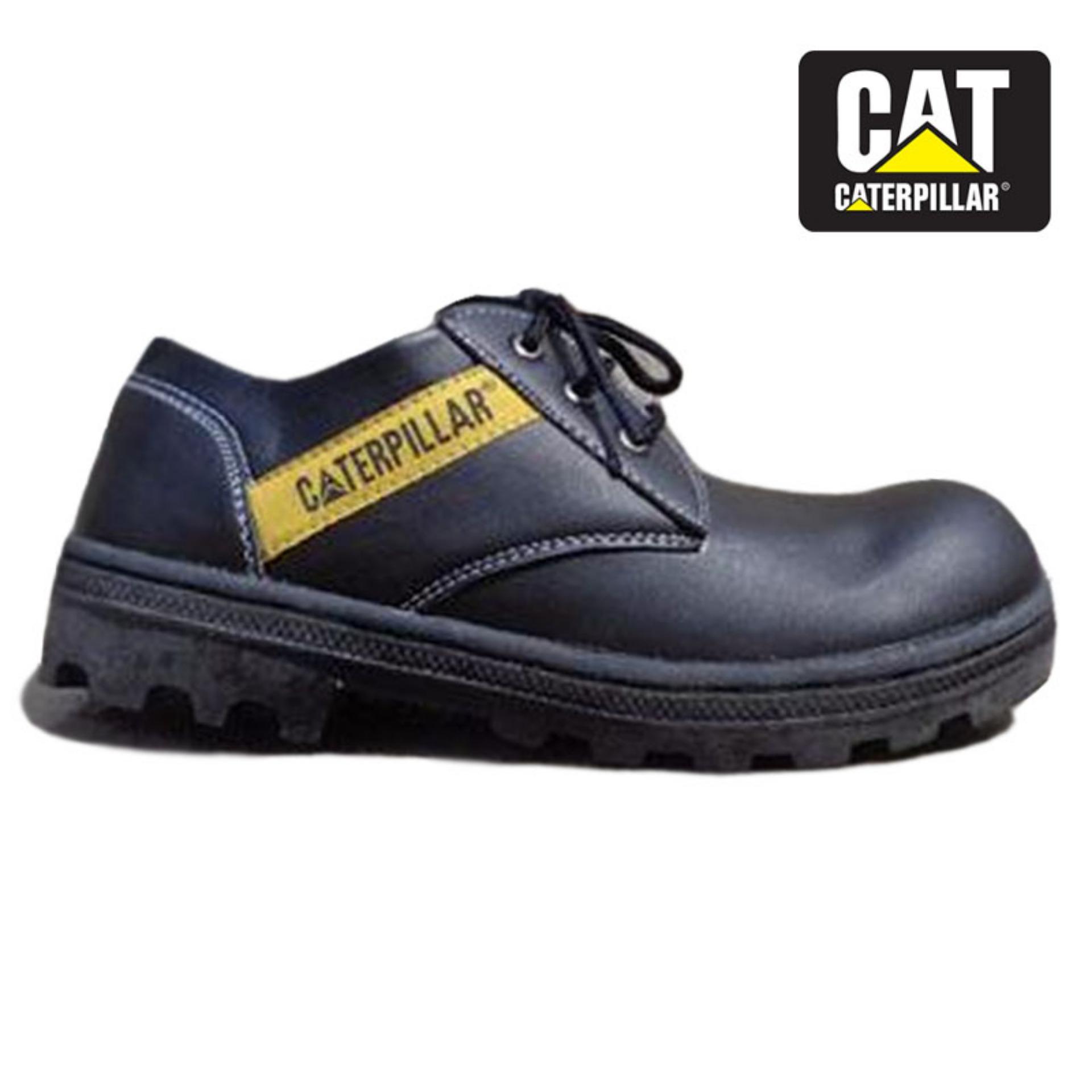 Sepatu pria safety shoes caterpillar hitam licin pendek, sepatu caterpillar, bromo caterpilar hitam licin kalio, sepatu gunung