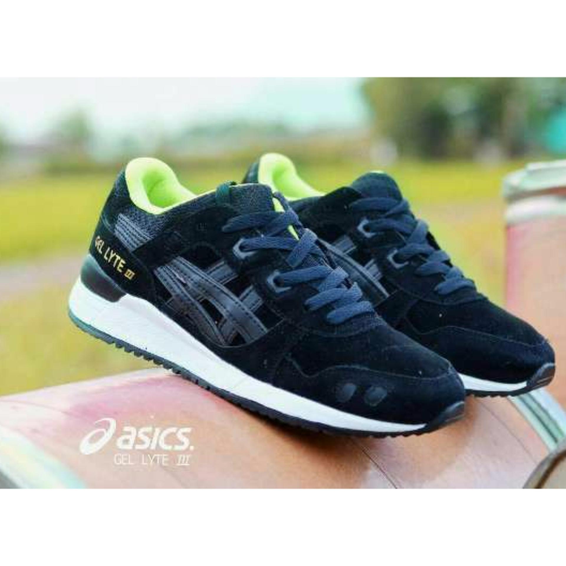 Sepatu Pria Sneakers Asic Gel Lyte-Black Gren Stabilo