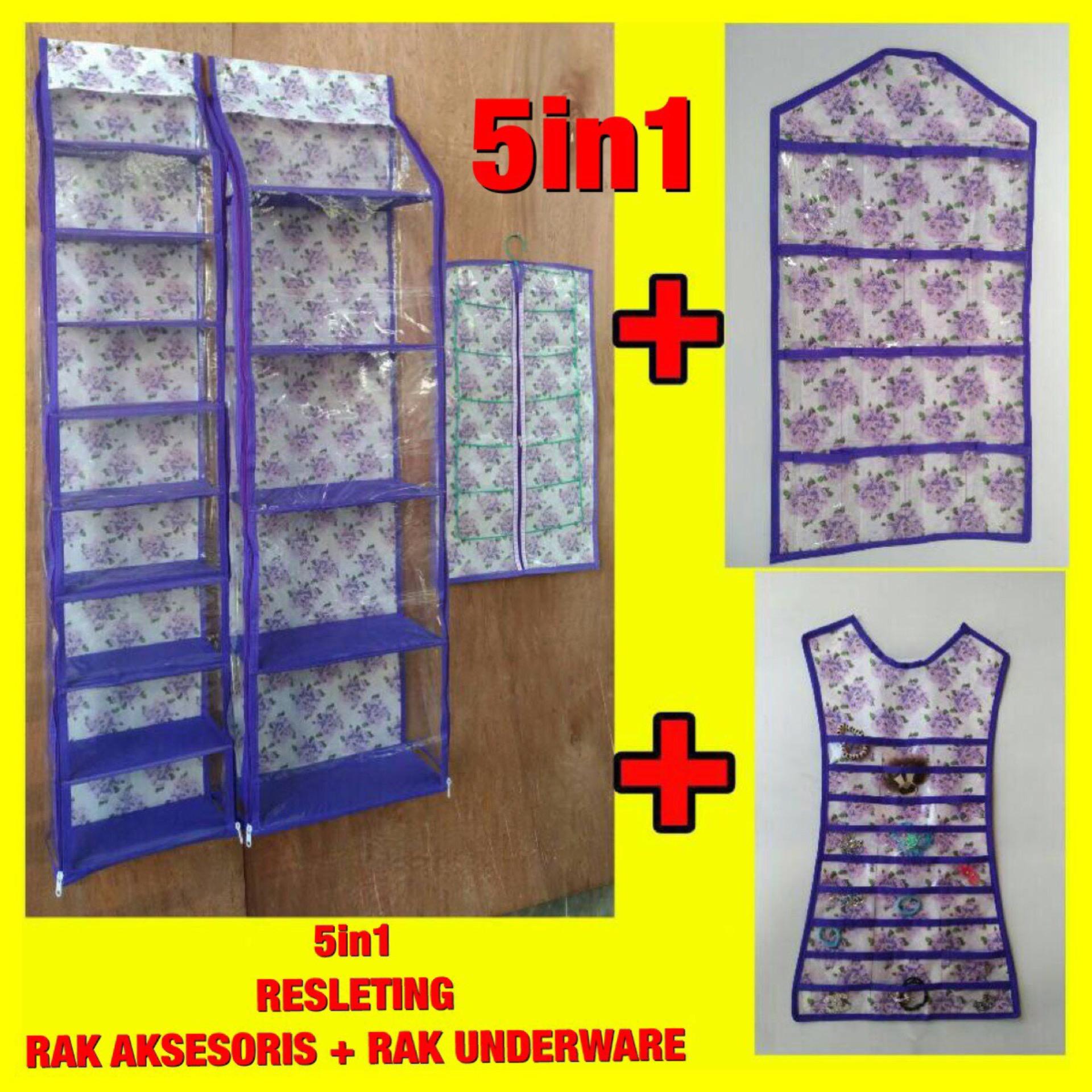 Set 5In1 Rak Tas Rak Sepatu Rak Jilbab Rak Aksesoris Rak Underware Resleting Z0143A