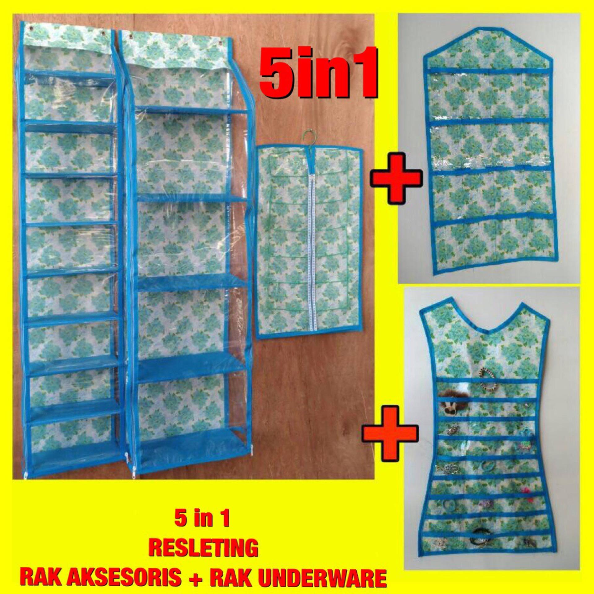 Set 5In1 Rak Tas Rak Sepatu Rak Jilbab Rak Aksesoris Rak Underware Resleting Z0143A