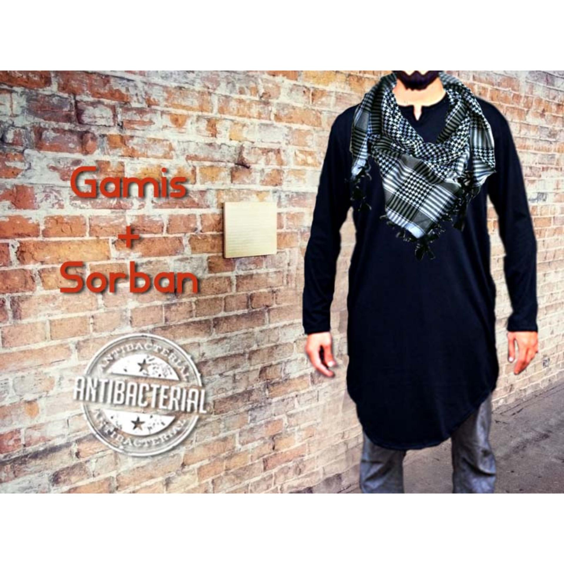 Set Gamis Kaos Kurta Jubah Panjang Anti Bakteri Keffiyeh Sorban