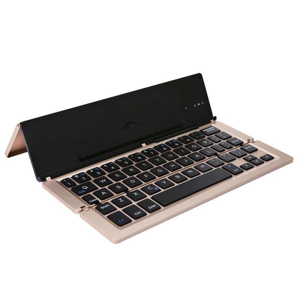 Shangqing Universal Portabel Dapat Dilipat Mini Nirkabel Bluetooth Keyboard dengan Kickstand untuk IOS Android Windows Smartphone Tablet Komputer, Rose Gold-Intl