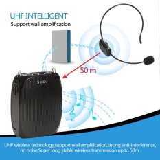 Shidu 10 Watt UHF Nirkabel Penguat Suara dengan Headset Nyaman Pinggang Penghangat Leher dan Klip Sabuk untuk Guru, Pemandu Wisata, Pelatihan pertemuan Mendukung Rekaman TF Cardᆪᆲmp3 Format Audio dan U Disk-Hitam