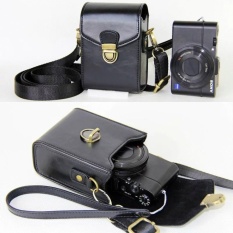 Shock Proof Strap Shoulder Bags Camera Case untuk Olympus SH-2Samsung NX MINI WB800F WB850F WB35F PU Leather Cover (HITAM) -Intl
