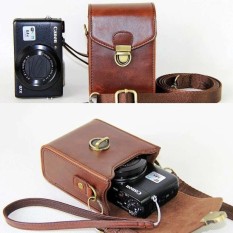 Guncangan Tahan Tali Bahu Tas Kasus Kamera untuk OlympusSH-2SamsungNX Mini WB800F WB850F WB35F PU Kulit Sarung (Kopi) -Internasional