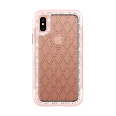Shockproof Armor Case untuk IPhone X Diamond Phone Etui 3 In 1 Pelindung Back Cover untuk IPhone X PC + TPU Hybrid Funda (Rose Gold) -Intl