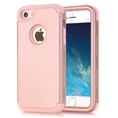 Shockproof Hybrid Three Layer Hard Back Penutup Dalam Yang Lembut Kasus Telepon untuk IPhone 5 5 S SE Kompatibel dengan Rose Emas-Intl