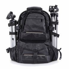 Tahan Guncangan Waterproof DSLR Case Tas Ransel Kamera For Canon Nikon + Pelindung Hujan (hitam)