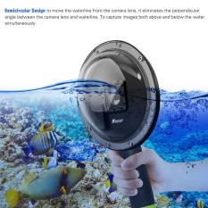 MENEMBAK XTGP258 6 Inch Action Camera Menyelam Fisheye Dome Port Underwater Diving Camera Lens dengan Waterproof Case Floaty Grip untuk GoPro HERO 3 +/4 Kamera Black Silver Underwater Fotografi-Intl