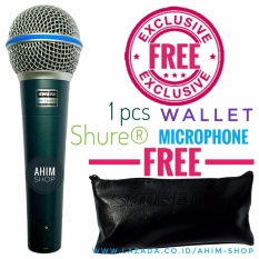 Shure BETA 58A LC (Tanpa Switch ON/OFF) Supercardioid Dynamic Vocal Microphone Mic Kabel + Free 1pcs Wallet Shure Mikrofon