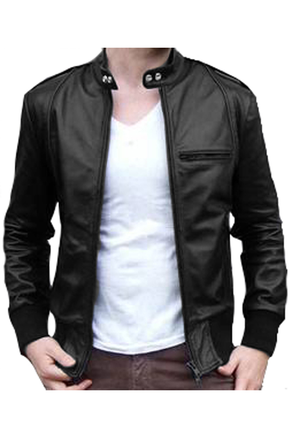 Sidnanes Jaket Semi Kulit Pria Ariel Strip Hitam (Hitam)