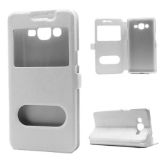 Silk Buka Jendela PU Leather Flip Stand Phone Case untuk Samsung Galaxy J2 Prime-Intl