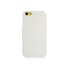 Sutra Kulit Palsu Berpola Sarung Lipat dengan Magnetic Penutupan untuk iPhone 5C Putih
