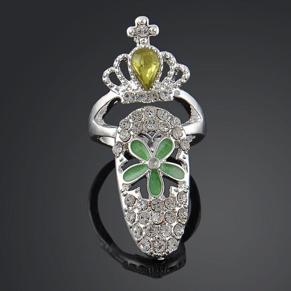 Silver Gold Ikatan Simpul Manis Crown Rhinestone Pearl Nail Ring A 5-Intl