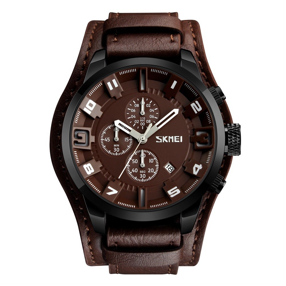 SKMEI  Brand Watch Men Analog Quartz Wrist Watch Luxury Leather Military Watches 9165 - intl