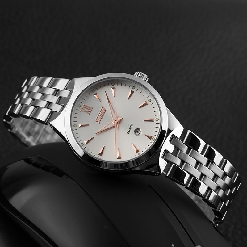 SKMEI Merek Kasual Jam Tangan Wanita Wanita Fashion Kuarsa Jam Tangan Stainless Steel Pasangan For Indonesia Ngumpul Di Sini 9071-Intl