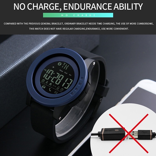 SKMEI Merek Watch Pria Smart Watch Kalori Pedometer Multi-fungsi Remote Kamera Jam 50 M Tahan Air Digital Smart Jam Tangan 1255 -Intl