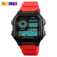 SKMEI Fashion Olahraga Watches Pria Tahan Air Countdown Stainless Steel Watch Alarm Pria Digital Jam Tangan 1229 Skmei-Intl