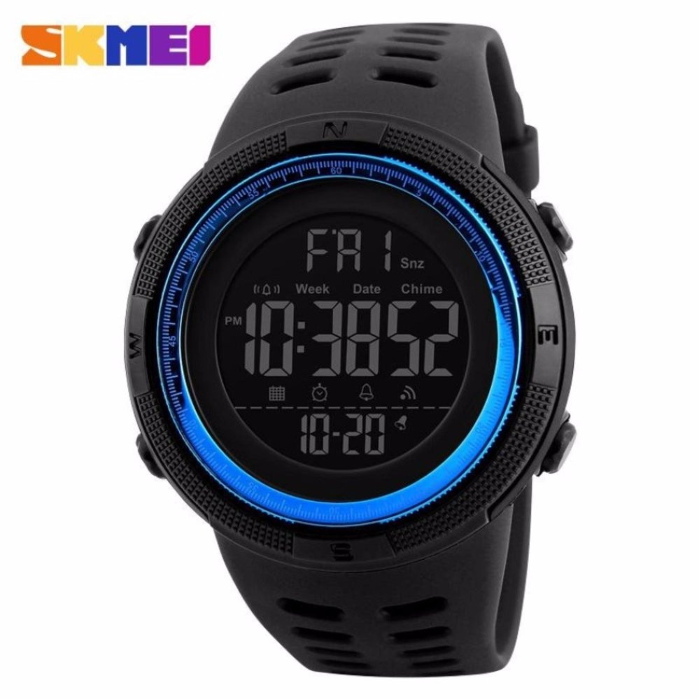 SKMEI Jam Tangan Pria Jam Tangan Analog Stopwatch Countdown Alarm Date EL Light Chrono DG1251 - Hitam Biru