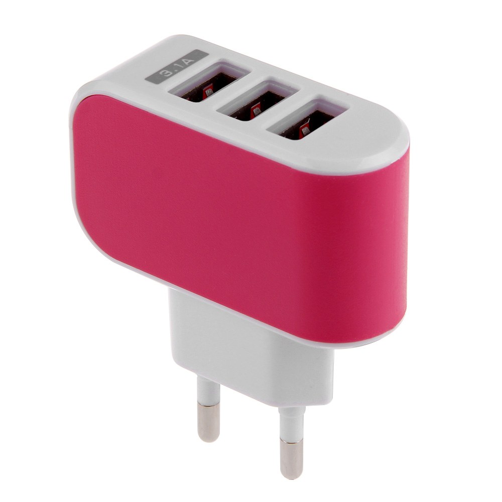 Smart Adaptor Charger 3 PORT USB - Pink