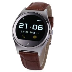 Smart Bluetooth Watch IP67 Inframerah Pengendali Jarak Jauh Kamera Remote Monitor Detak Jantung Asli Kulit Band (Brown dan Silver)-Intl