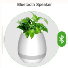 Smart Musik Bunga-Pot Planter, Nirkabel Bluetooth Speaker, Round Dekoratif Multi-warna LED Lampu Malam, Vas untuk Kantor Rumah Dekorasi (Putih)-Intl