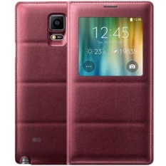 Smart View Auto Sleep Wake Shell dengan Chip Asli Tas Baterai Leather Case Flip Cover untuk Samsung Galaxy Note 4 N9100 (Warna: C0)-Intl