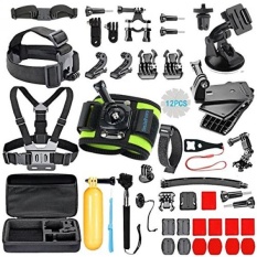 SmilePowo Outdoor Sports Camera Accessories for GoPro Hero 5 / Session 5/4/3/2/1,AKASO,SJCAM, Carrying Case,Camera Bundle (51-in-1)