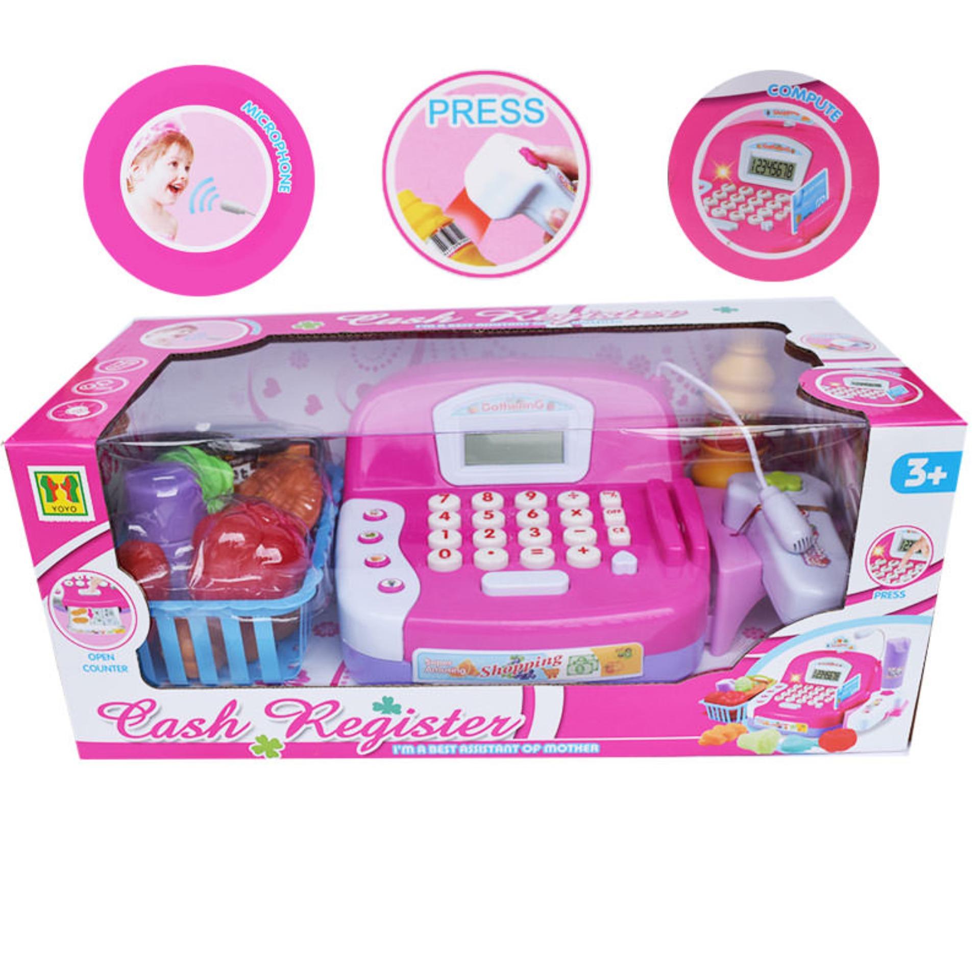 Mesin Kasir Mainan SNETOYS Mainan Cash Register dilengkapi dengan Microphone dan Aksesoris mainan masak masakan Mainan kasir