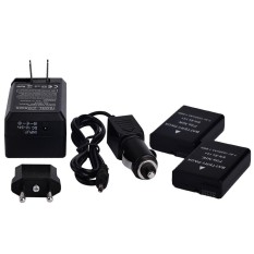 Sobuy 2 Pack EN-EL14 Baterai Cadangan dengan Charger Dinding dan Pengisi Daya Mobil Adaptor untuk Nikon D3100, D3200, D5100, P7000, P7100, p7700 Kamera DSLR (Free Amerika Serikat untuk Steker Adaptor Eropa)-Intl
