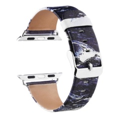 SOBUY 38mm Watch Band untuk Apple Watch, Kobwa Premium Vintage Kulit Wave Watches Wrist Band dengan Secure Metal Clasp Strap Penggantian untuk Apple Watch Series 1 Seri 2-Intl