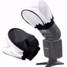 Soft Flash Bounce Diffuser Penghalus Cahaya Kamera Camera Soft Box Cover Cap for Canon Sony Metz Nikon Bahan Kain Cloth Putih Karet Mudah Lepas Pasang Peralatan Multimedia Fotografi Photography Ada Reflective Coil Pemantul Cahaya - Putih