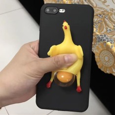Soft Protective Shell Case dengan Kreatif Silicone 3D Laying Hen Pola untuk IPhone 6, 6 S, 7, 7 Plus Warna: Hitam Model: IPhone6