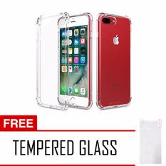 Softcase Anti Crack Anti Shock For iPhone 8 Plus Aircase - Putih Transparant + Tempered Glass