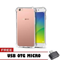 Softcase Anti Shock Anti Crack For Oppo F3 Aircase - Putih Transparant + Free Usb Otg