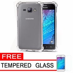 Softcase Silicon Anti Shock / Anti Crack Elegant Softcase for Samsung Galaxy J1 2015 (J100) - White Clear + Free Tempered Glass
