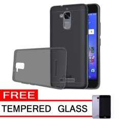 Softcase Silicon Ultrathin for Asus Zenfone 3 Max ZC520TL - Black Clear + Free Tempered Glass
