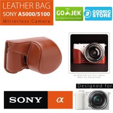 Sony Alpha A5000 / A5100 Leather Bag / Case / Tas Kulit Kamera Mirrorless - Coklat Muda