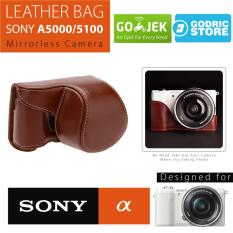 Sony Alpha A5000 / A5100 Leather Bag / Case / Tas Kulit Kamera Mirrorless - Coklat Tua
