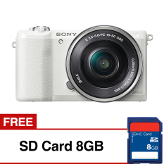 Sony Alpha a5100 Kamera Digital Mirrorless - Lensa 16-50mm - 24.3 MP - Putih + Gratis SD Card 8GB